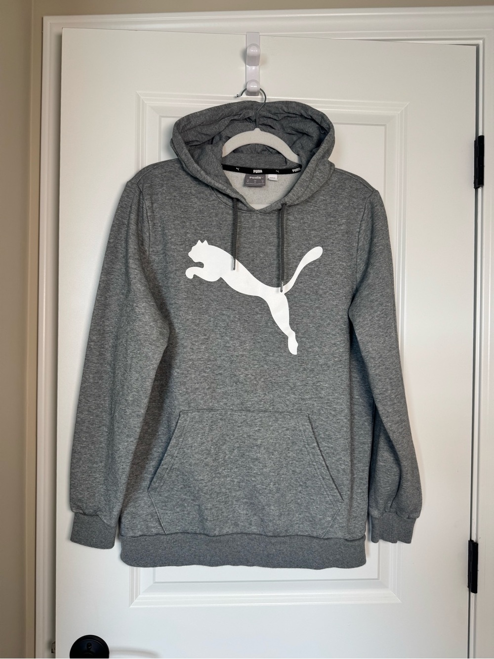 Puma Men's Gray Crewneck Hoodie with White Puma Logo